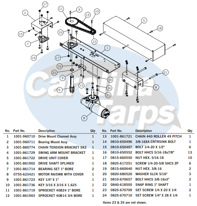 Front Motor/Drive Assembly for Aero PowerLock and SideKick Tarp Systems 1001-960730